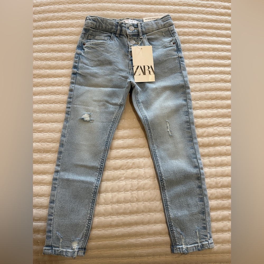 NWT ZARA KIDS GIRLS RIPPED SKINNY JEANS SIZE 4-5Y